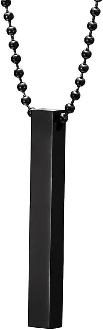 Black Titanium Vertical Bar Ring \u0026 Pendant Set