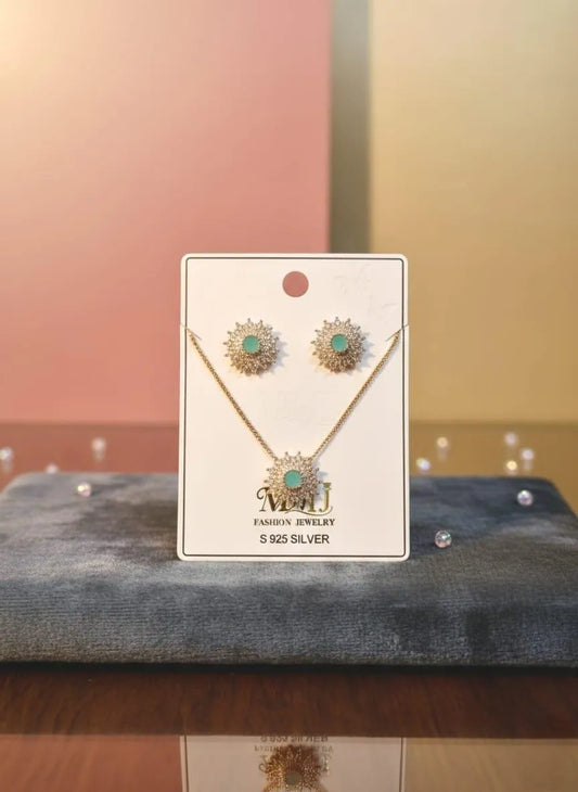 1 Carat Gold Plated Zircon Pendant Set for Women