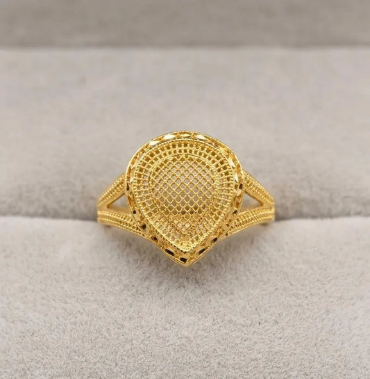 Golden Heart Ring for Women, Gold Plated, Unique Design