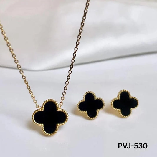 Black Clover Jewellery Set Gold Tones for Women