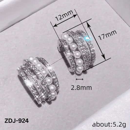 Korean Zircon Pearl Earrings Silver Golden Pack of 2