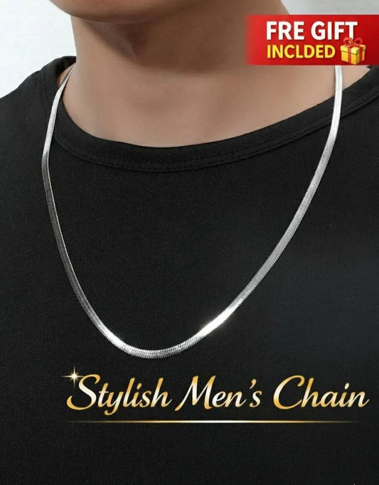Stylish Cuban Silver Chain for Men Free Gift Included