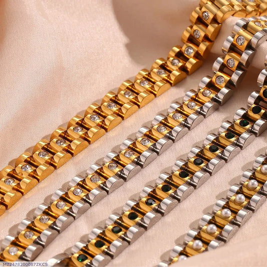 Luxury Gold & Silver Crystal Bracelet 12" Unisex