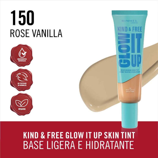 Rimmel London Kind & Free Glow It Up Moisturising Skin Tint 150 Rose Vanilla