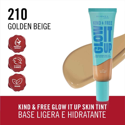 Rimmel London Kind & Free Glow It Up Moisturising Skin Tint 201 Golden Beige or 210 Golden Beige