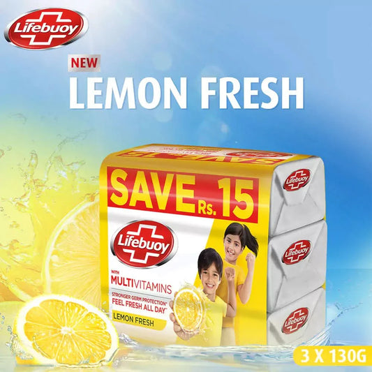LIFEBUOY LEMON FRESH TRIO SOAP BAR 130G