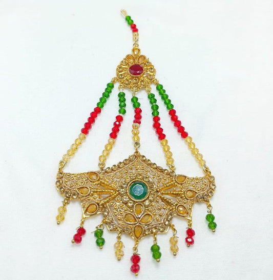 Premium Quality Jhumar with Red Green Stones for Weddings