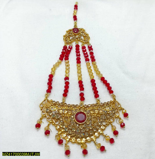 Resin Polish Jhumar with Red Beads \u0026 Gold Finish