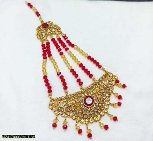 Resin Polish Jhumar with Red Beads \u0026 Gold Finish