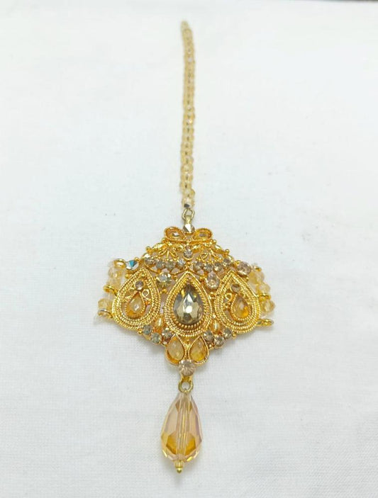 Elegant Gold-Toned Bindiya with Crystal Stones for Women