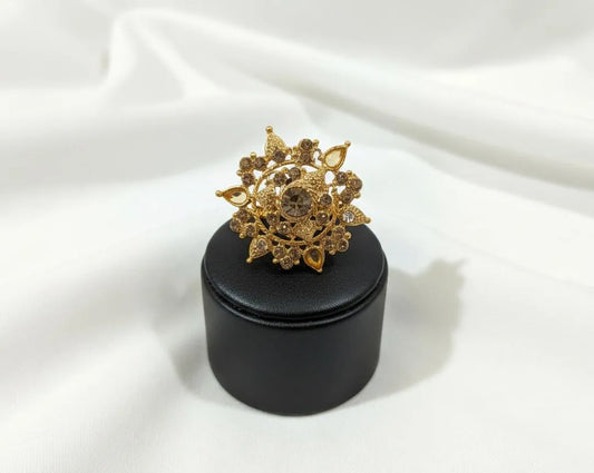 Golden Floral Adjustable Ring for Weddings \u0026 Festivals