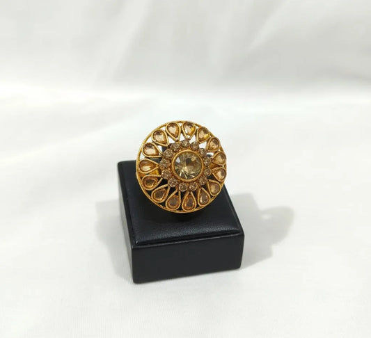 Golden Adjustable Ring for Women Wedding Party Wear