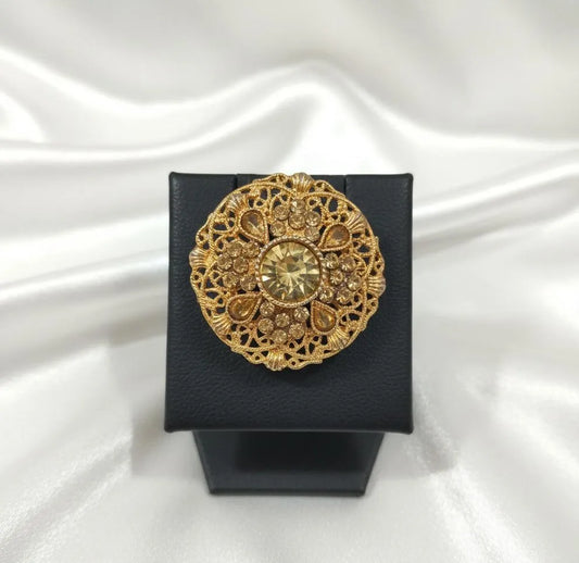 Golden Floral Adjustable Ring for Weddings \u0026 Parties