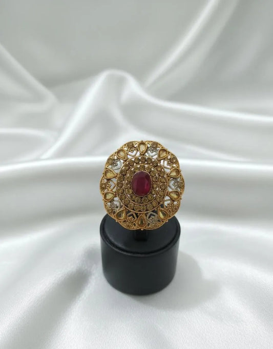 Maroon Adjustable Ring for Women Wedding \u0026 Eid Wear