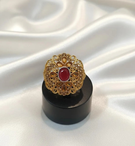 Adjustable Maroon Ring for Daily Wear \u0026 Festive Occasions