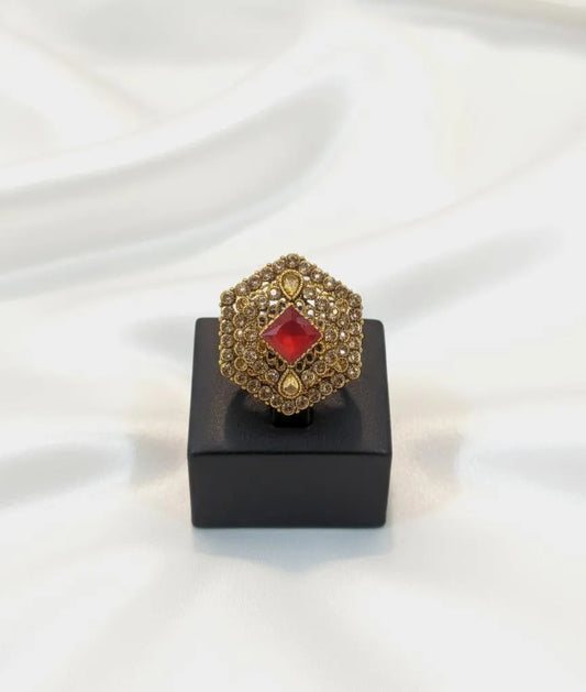 Adjustable Maroon Gemstone Ring for Women