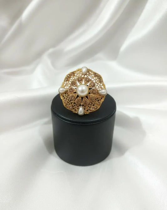 White Adjustable Ring for Wedding \u0026 Eid Wear