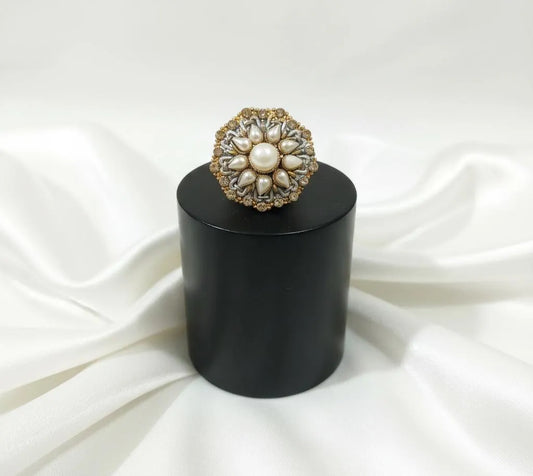 White Adjustable Ring for Wedding \u0026 Eid Wear