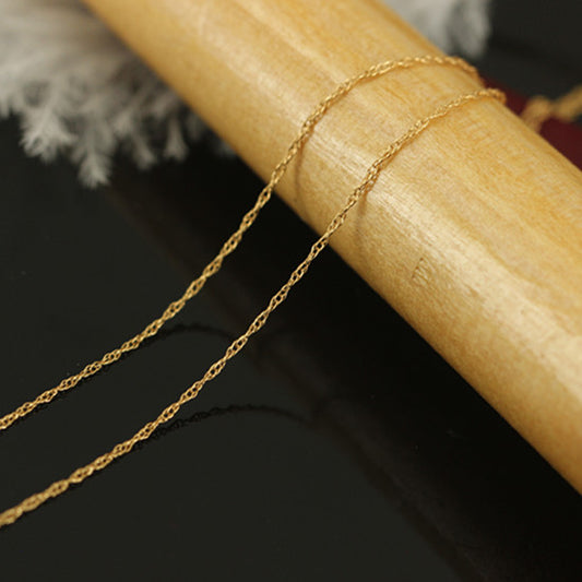 Gold Water Wave Necklace 0.76MM Lightweight Elegant