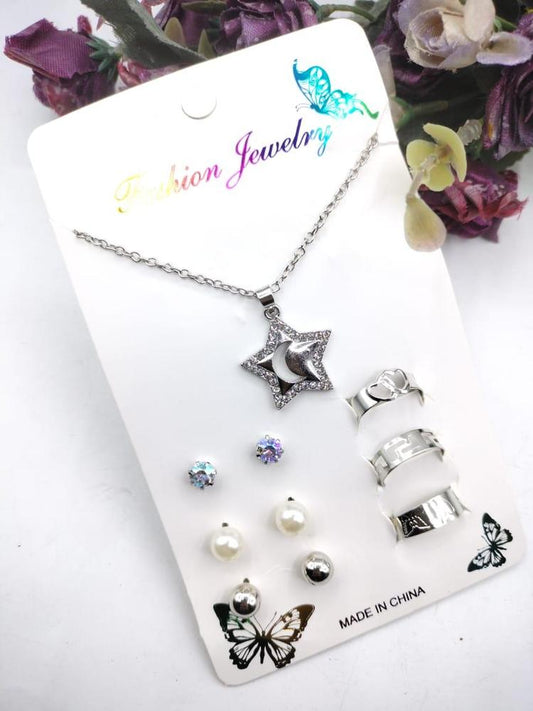 Silver Plated Zircon Pendant Set for Women