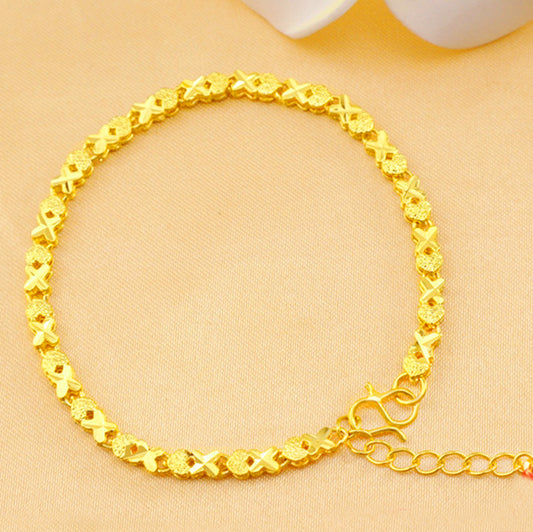 Gold Plated X-Shaped Bracelet for Women