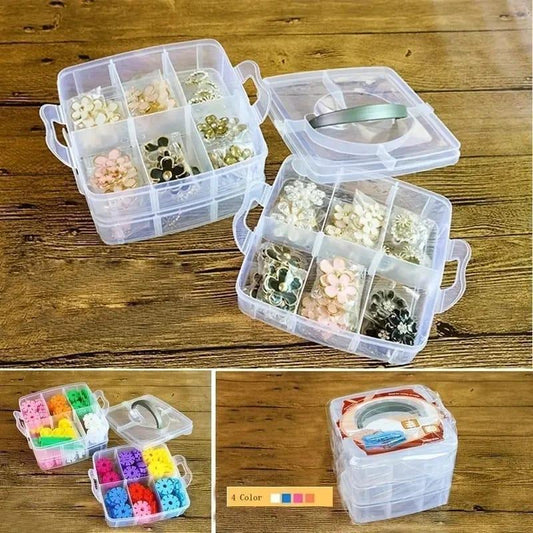 Clear 3-Layer Jewelry Organizer Box for Home Office Storage
