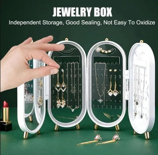 White Gold-Tone Jewelry Box for Home \u0026 Office Storage