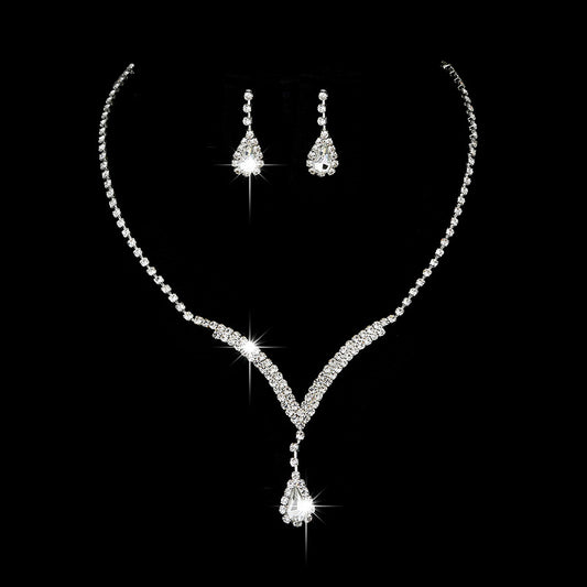 Diamond Water Drop Necklace & Earrings Set for Pakistani Women