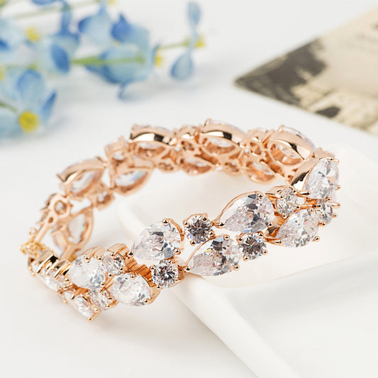 Women Rose Gold Zircon Banquet Bracelet for Weddings Parties