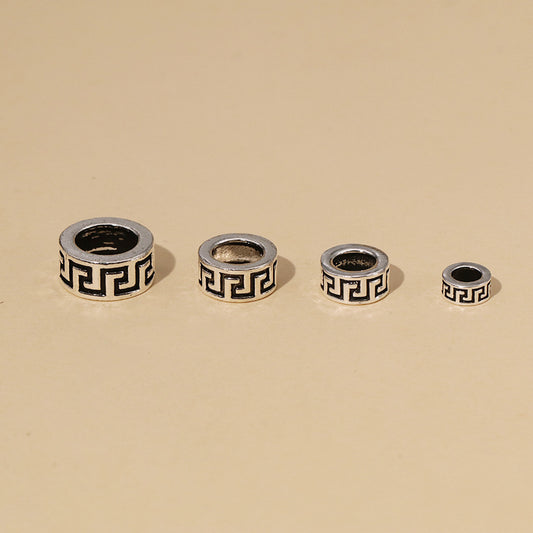 Retro Greek Key Silver Beads Set for DIY & Gifts