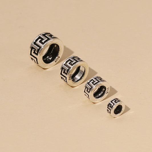 Retro Greek Key Silver Beads Set for DIY & Gifts