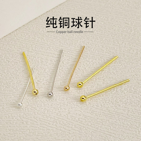 Pure Copper Ball Needles Gold Silver for DIY Jewelry