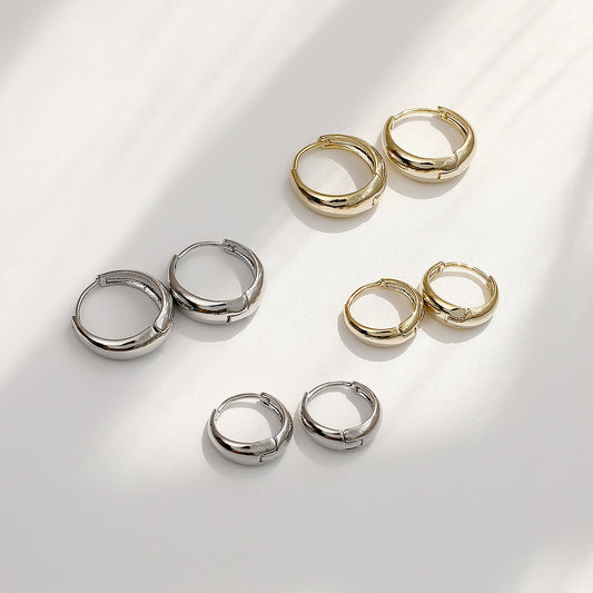 Elegant Round Hoop Earrings Gold Plated for Daily Wear