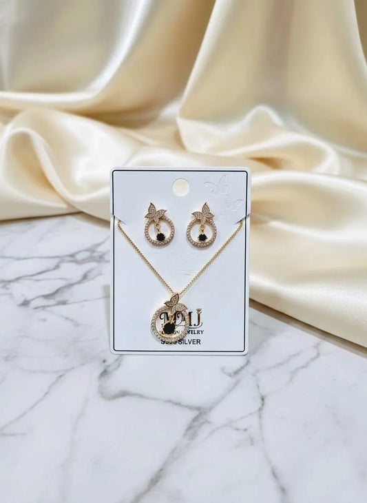 Gold Plated Crystal Earrings \u0026 Pendant Set for Women