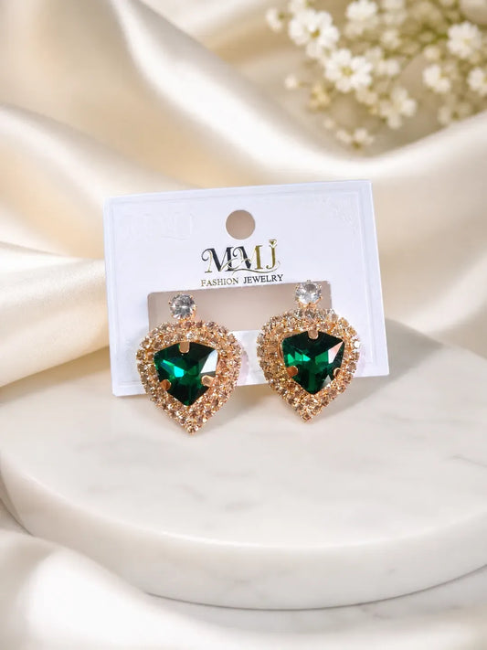 Heart Gold Plated Crystal Earrings 2 Pcs