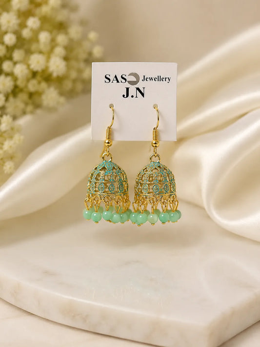 Women Funky Gold Plated Jhumka Earrings Set