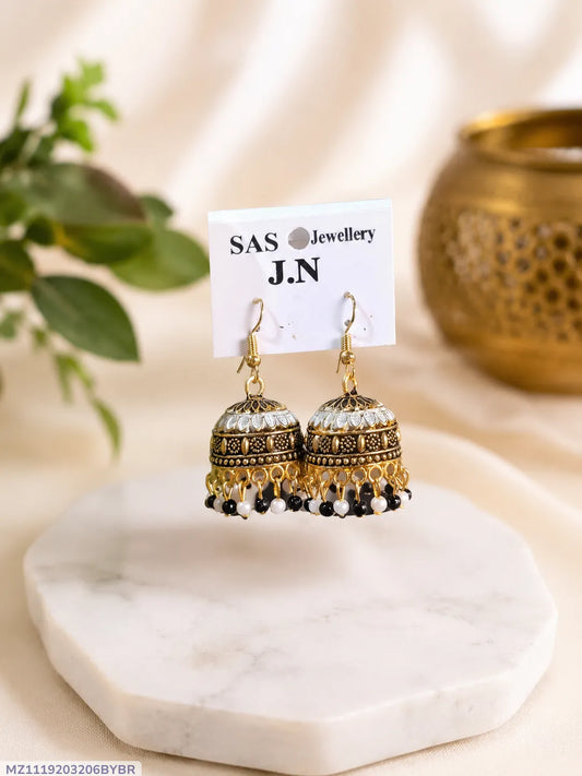 Gold Plated Multicolor Jhumka Earrings for Women 2 Pcs