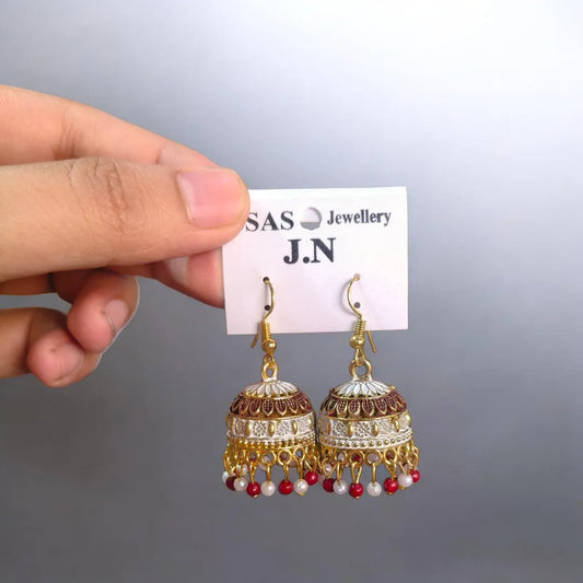 Gold Plated Multicolor Crystal Jhumka Earrings for Women