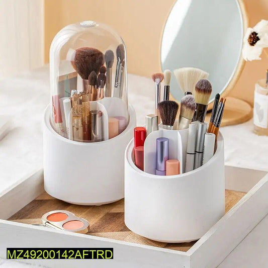 White Makeup Brush \u0026 Lipstick Organizer with Glass Dome