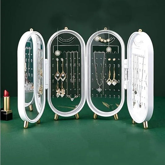 Folding Jewelry Box Green Gold Light Storage