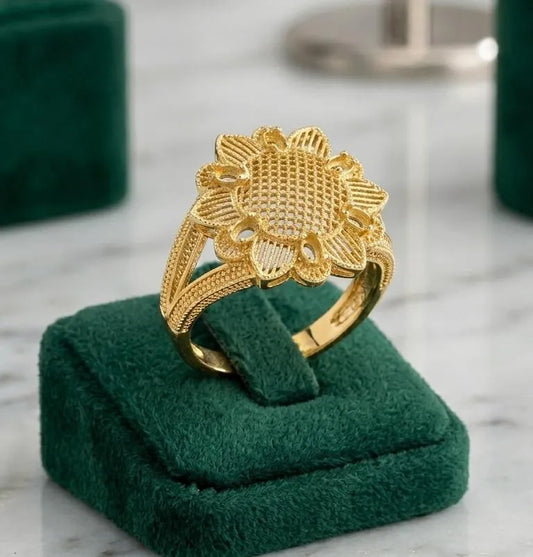 Golden Sunflower Charm Ring for Women