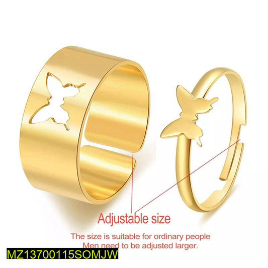 Adjustable Golden Butterfly Couple Rings for Men Women