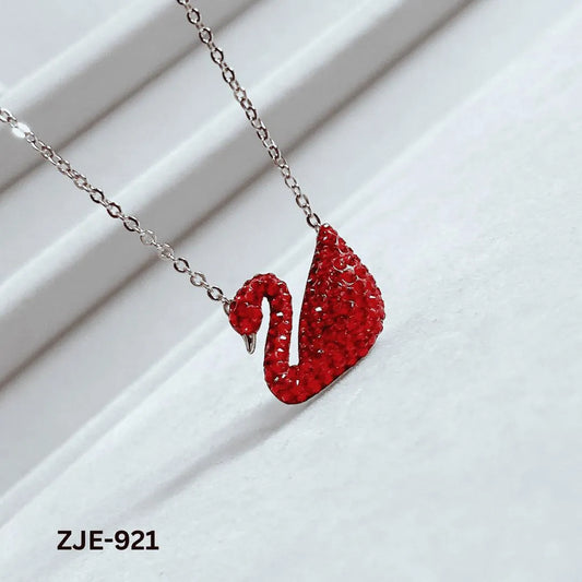Red Crystal Swan Necklace for Women
