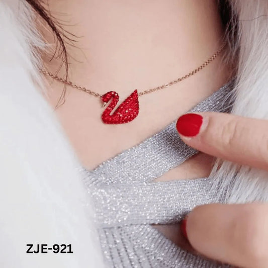Red Crystal Swan Necklace for Women