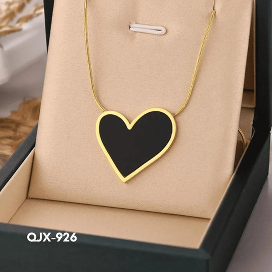 Heart Shaped Necklace Black Gold for Women