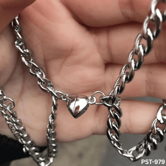 Silver Chain Bracelet Set for Couples Daily Wear