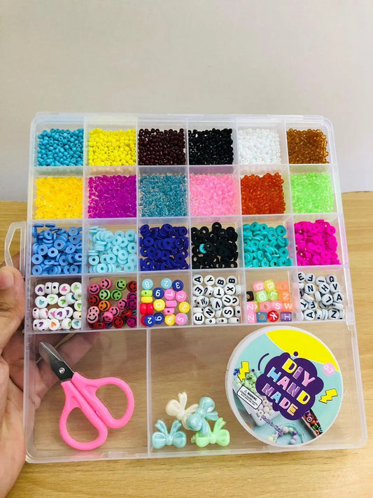 Multi Color Clay Beads Box with Scissors \u0026 Tape