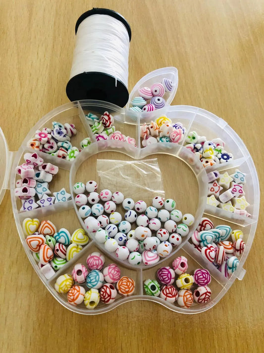 Colorful Beads with Elastic Thread Roll for DIY Crafts