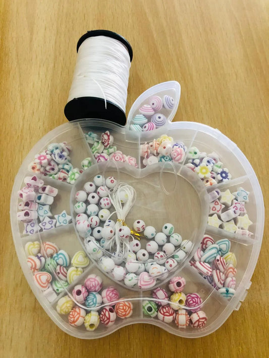 Colorful Beads with Elastic Thread Roll for DIY Crafts