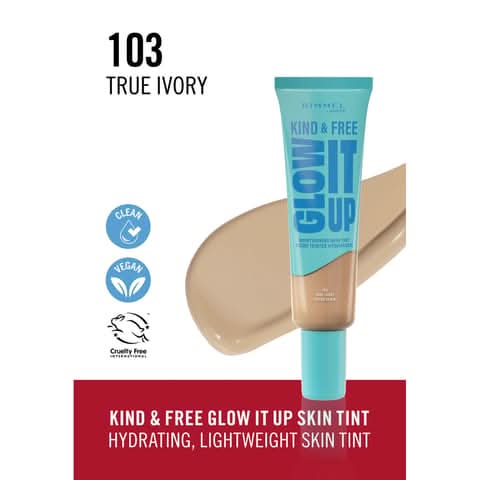 Rimmel Kind & Free Glow It Up Moisturising Skin Tint 103 True Ivory
